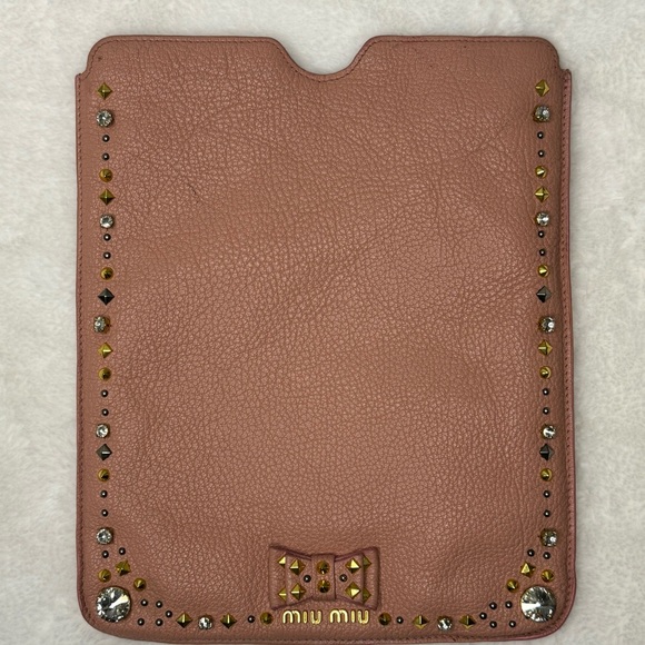 Miu Miu Pink Leather Studded iPad Case - Picture 1 of 12